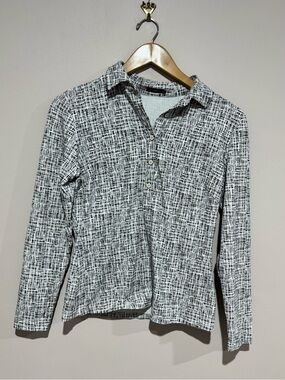 mclaughlin Womens XS Black White Geometric Button shirt